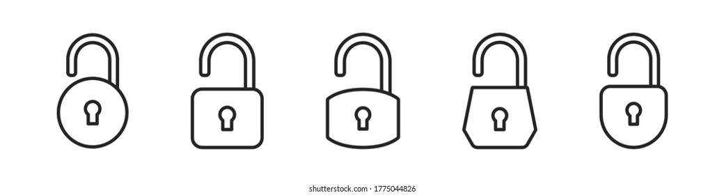 Lock unlock Icons line. Vector icons on transparent background. Vector illustration