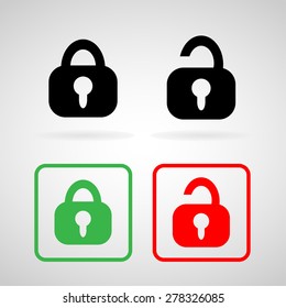 Lock and Unlock icons set great for any use. Vector EPS10.