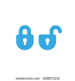 Lock and unlock icons in trendy flat style