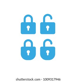 Lock and unlock icons in trendy flat style