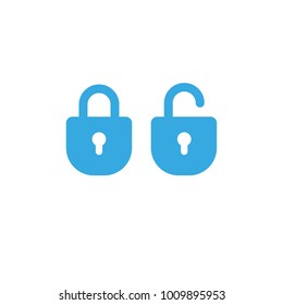 Lock and unlock icons in trendy flat style