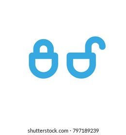 Lock and unlock icons in trendy flat style