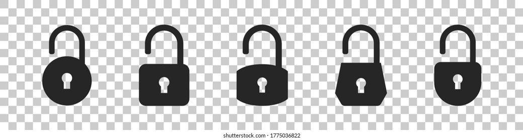 Lock Unlock Icons. Vector icons on transparent background. Vector illustration