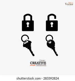 lock unlock and key icon.vector illustration.             