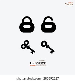 lock unlock and key icon.vector illustration.             