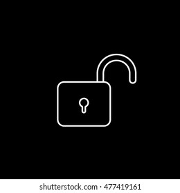 Lock Unlock Line Icon On Black Background