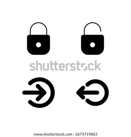 Lock Unlock Login and Logout Icon Set for Mobile Application