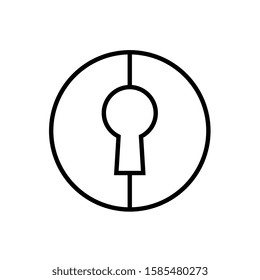 Lock or unlock logo template, linear style keyhole icon, security concept symbol