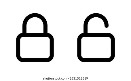 Lock and unlock padlock icon representing security, privacy, access control, or data protection.
