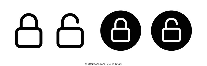 Icono de candado de bloqueo y desbloqueo que representa la seguridad, la privacidad, el control de acceso o la protección de datos.
