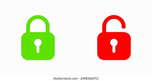 Lock and unlock padlock icons. Vector sign illustration.