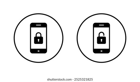 Bloquear y desbloquear el candado en el icono de la pantalla del teléfono móvil en la línea circular