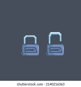 lock and unlock padlock in pixel style