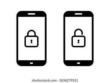 Lock and unlock phone icon. Security smartphone sign symbol