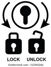 Lock and unlock position sign or icon isolated in white background. 