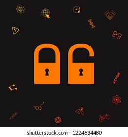 Lock, unlock - set  icon. Graphic elements for your design