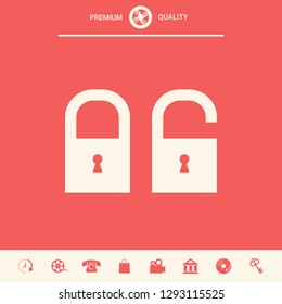 Lock, unlock - set  icon. Graphic elements for your design