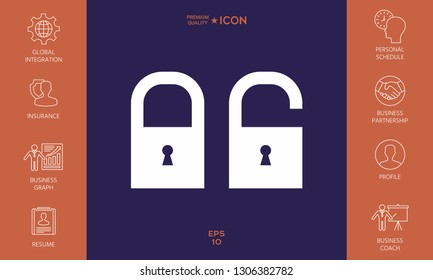 Lock, unlock - set  icon. Graphic elements for your design