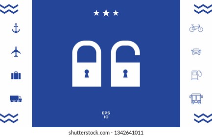 Lock, unlock - set  icon. Graphic elements for your design