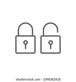 Lock and unlock thin icon vector