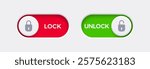 Lock and Unlock toggle switch buttons with open lock and closed lock icon. Material design switch buttons set. Vector illustration.