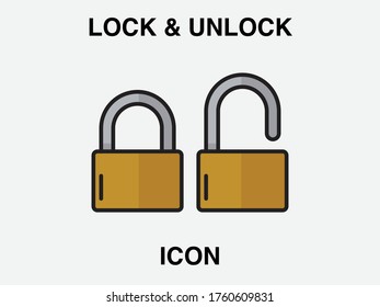 lock and unlock vector icon. open or closed illustration sign collection. door symbol. unlock logo. Security symbol for your web site design, logo, app, UI. Vector illustration.