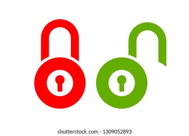 Lock unlock vector icon set on white background