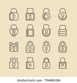 Lock and unlock vector line icons. Simple graphic for websites, web design, mobile app.