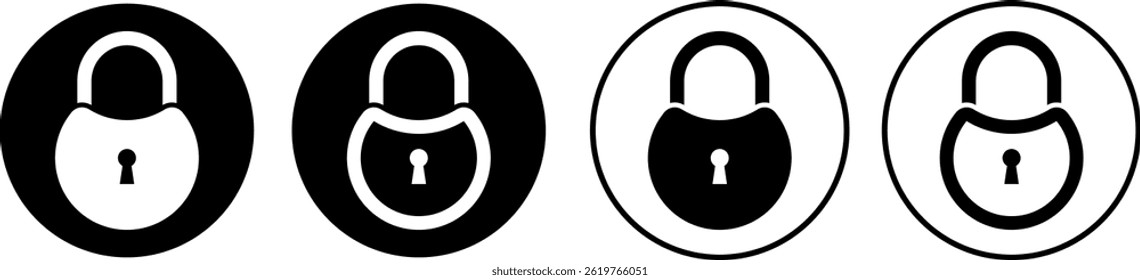 lock and unlocked icon set. Password protected. padlock sign. Security shield symbols. Locked simple