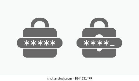 Lock / Unlocked password enter bubble notification, flat cartoon icons. Password field vector stock illustration