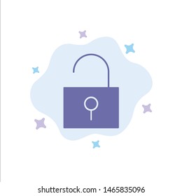 Lock, Unlocked, User Interface Blue Icon on Abstract Cloud Background. Vector Icon Template background