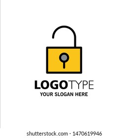 Lock, Unlocked, User Interface Business Logo Template. Flat Color. Vector Icon Template background