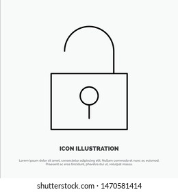 Lock, Unlocked, User Interface Line Icon Vector. Vector Icon Template background