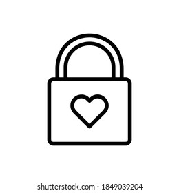 Lock (Valentine) Icon outline vector. Isolated on white background