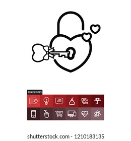Lock valentines day vector icon