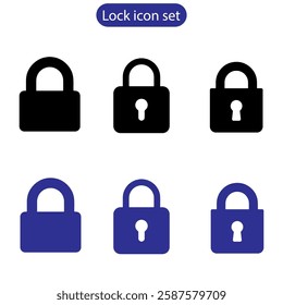 Lock vector art icon set. Padlock open and closed. Locked and unlocked icon. Security symbol use for web and app, logo. Vector illustration.
