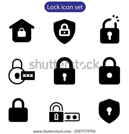 Lock vector art icon set. Padlock open and closed. Locked and unlocked icon. Security symbol use for web and app, logo. Vector illustration.
