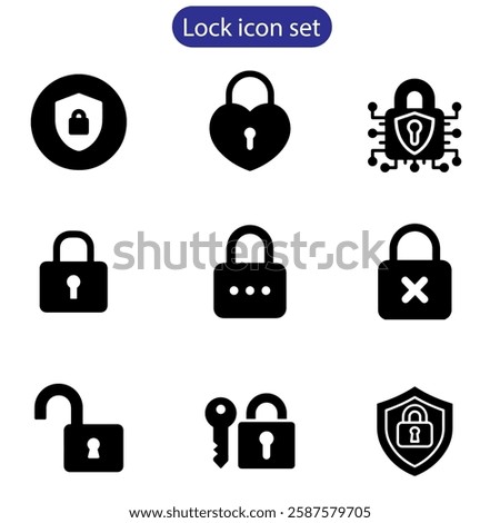 Lock vector art icon set. Padlock open and closed. Locked and unlocked icon. Security symbol use for web and app, logo. Vector illustration.
