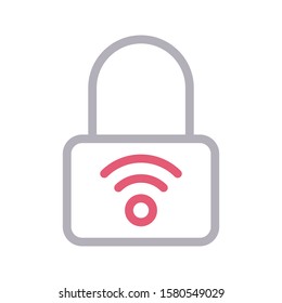 lock vector color line icon 