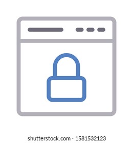 lock vector color line icon 