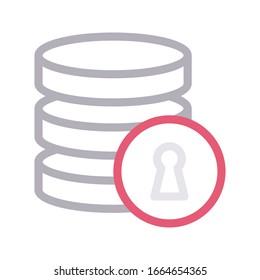 lock vector color line icon 