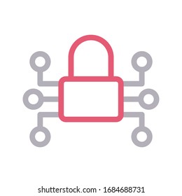 lock vector color line icon 