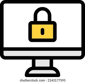 lock vector color line icon