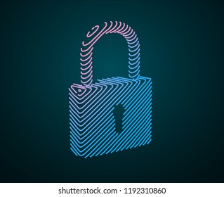 Lock. Vector drawn by color lines. Security, safe, privacy or other concept illustration or background. Template brochures, flyers, presentations, logo, print, leaflet, banners, icon