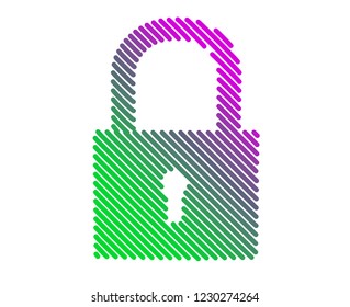 Lock. Vector drawn by color lines. Security, safe, privacy or other concept illustration or background. Template brochures, flyers, presentations, logo, print, leaflet, banners, icon