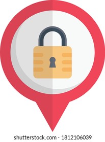 lock vector flat color icon 