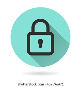 Lock vector icon. Black Illustration isolated on green background for graphic and web design.