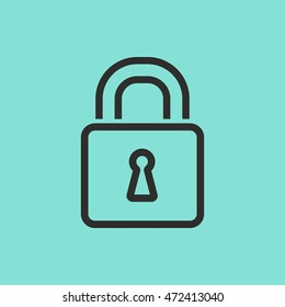 Lock vector icon. Black illustration isolated on green background for graphic and web design.