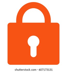 Lock vector icon. Flat orange symbol. Pictogram is isolated on a white background. Designed for web and software interfaces.