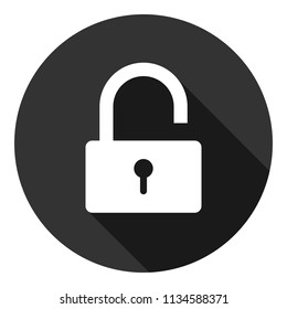 Lock vector icon. Gray background with shadow. Vector flat sign.